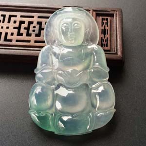 (超值推荐)冰种晴水略飘花观音挂件