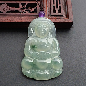冰种飘花观音挂件