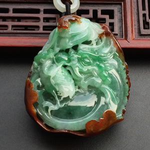 (超值推荐)糯冰种三彩独占鳌头挂件