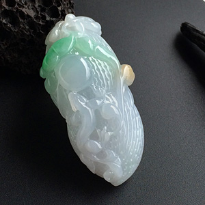 (超值推荐)糯冰种三彩生意兴隆挂件