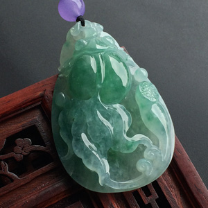 糯冰种飘花年年有余挂件