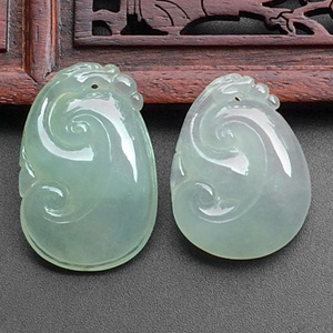 (超值推荐)冰种淡晴水如意挂件(一对)