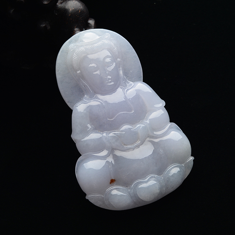 (超值推荐)糯冰种紫罗兰略飘红花观音挂件