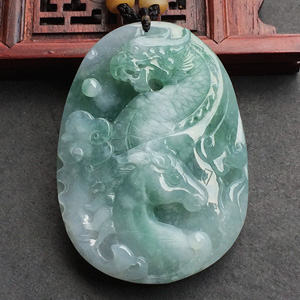 糯冰种晴水龙马精神挂件