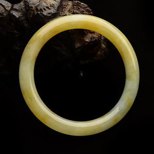 糯冰种黄翡圆条手镯(56mm)