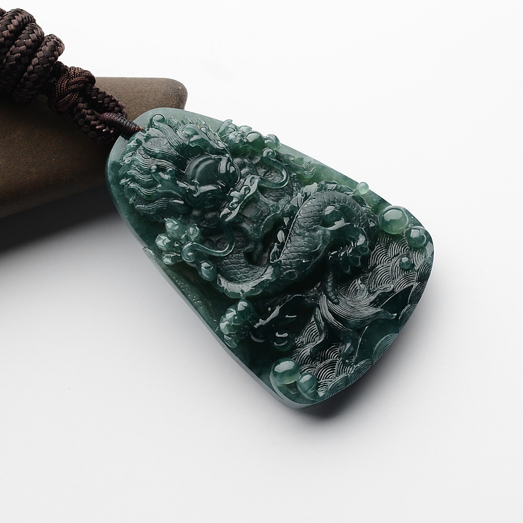 (超值推荐)糯冰种蓝晴水龙牌挂件