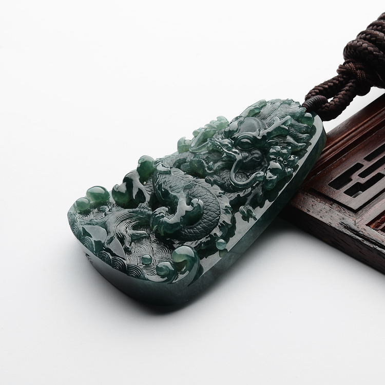 (超值推荐)糯冰种蓝晴水龙牌挂件