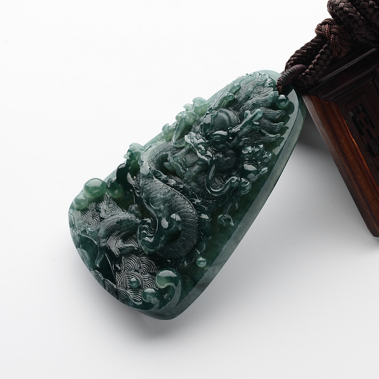 (超值推荐)糯冰种蓝晴水龙牌挂件