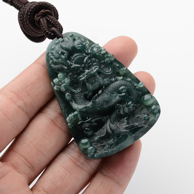 (超值推荐)糯冰种蓝晴水龙牌挂件