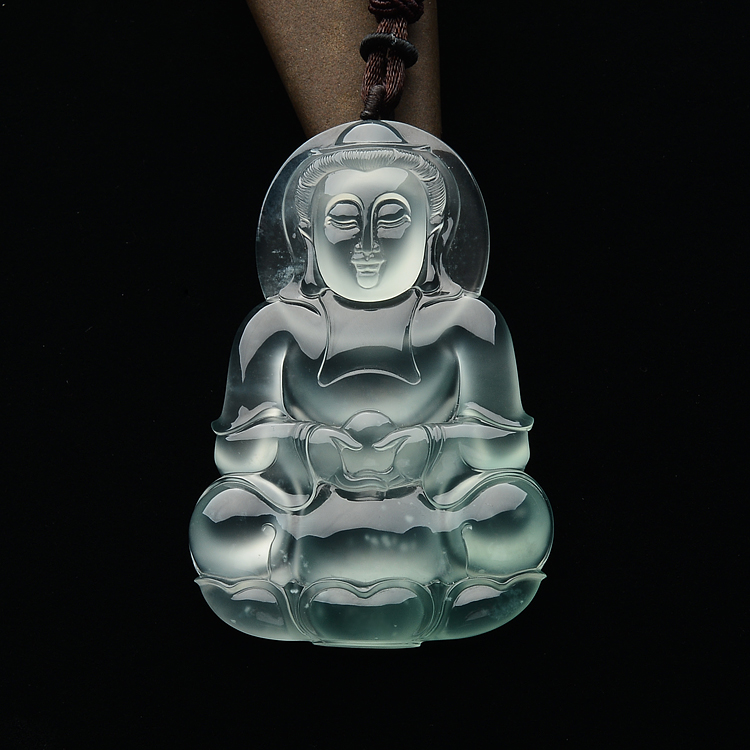 (超值推荐)玻璃种晴水起莹光观音挂件