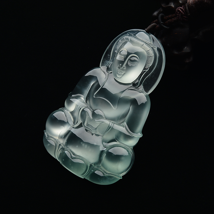 (超值推荐)玻璃种晴水起莹光观音挂件