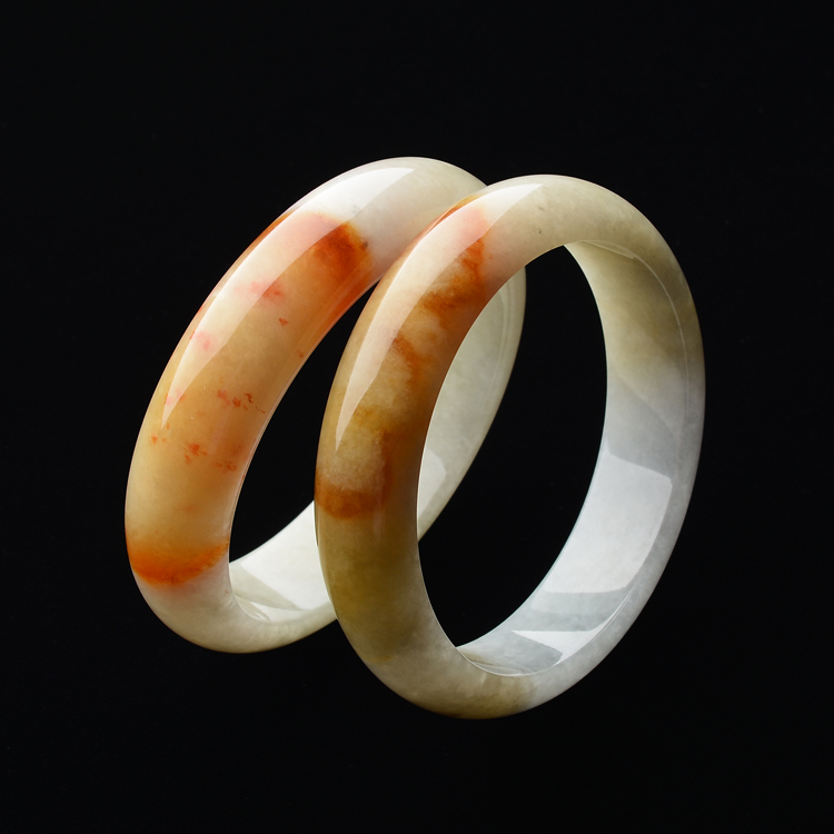 (超值推荐)糯冰种褐黄翡手镯(一对)(56.5mm/56.4mm)