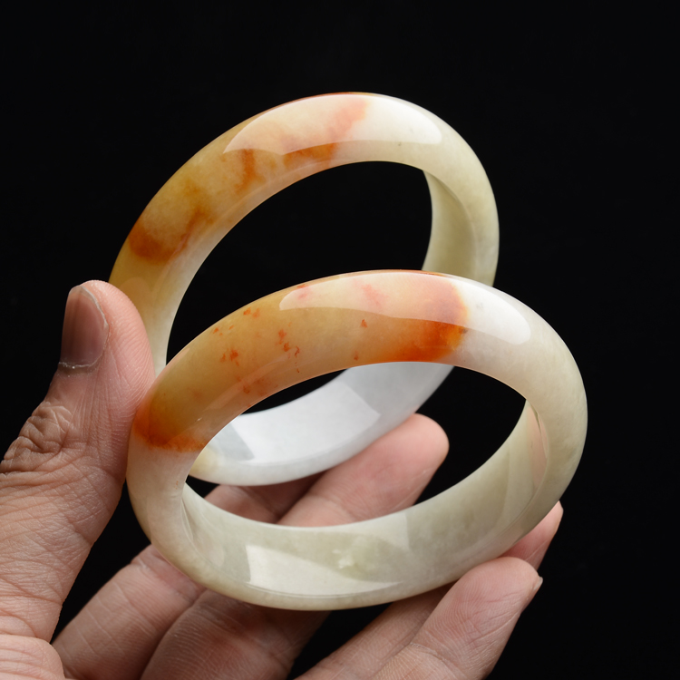 (超值推荐)糯冰种褐黄翡手镯(一对)(56.5mm/56.4mm)
