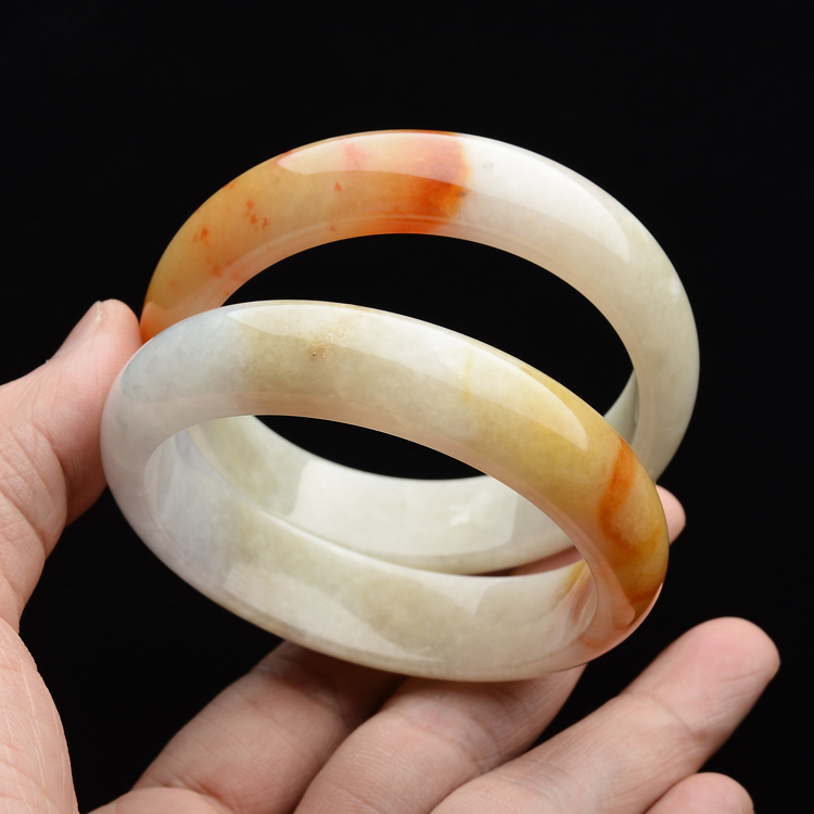 (超值推荐)糯冰种褐黄翡手镯(一对)(56.5mm/56.4mm)