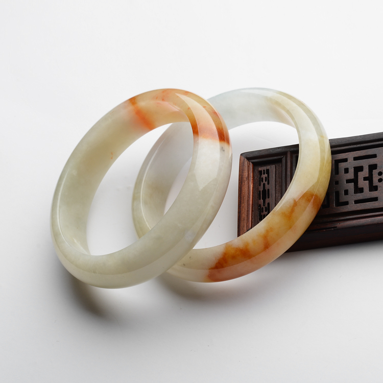 (超值推荐)糯冰种褐黄翡手镯(一对)(56.5mm/56.4mm)
