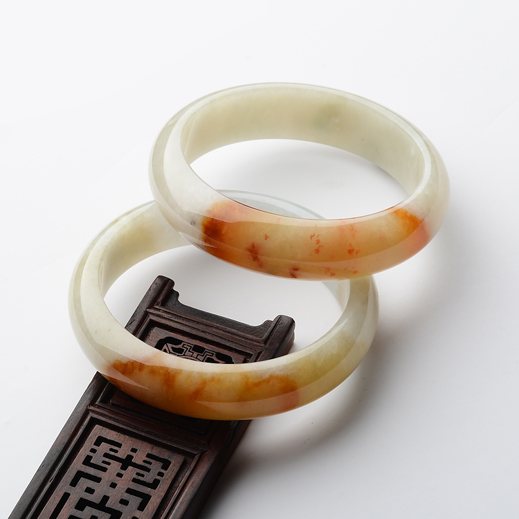(超值推荐)糯冰种褐黄翡手镯(一对)(56.5mm/56.4mm)