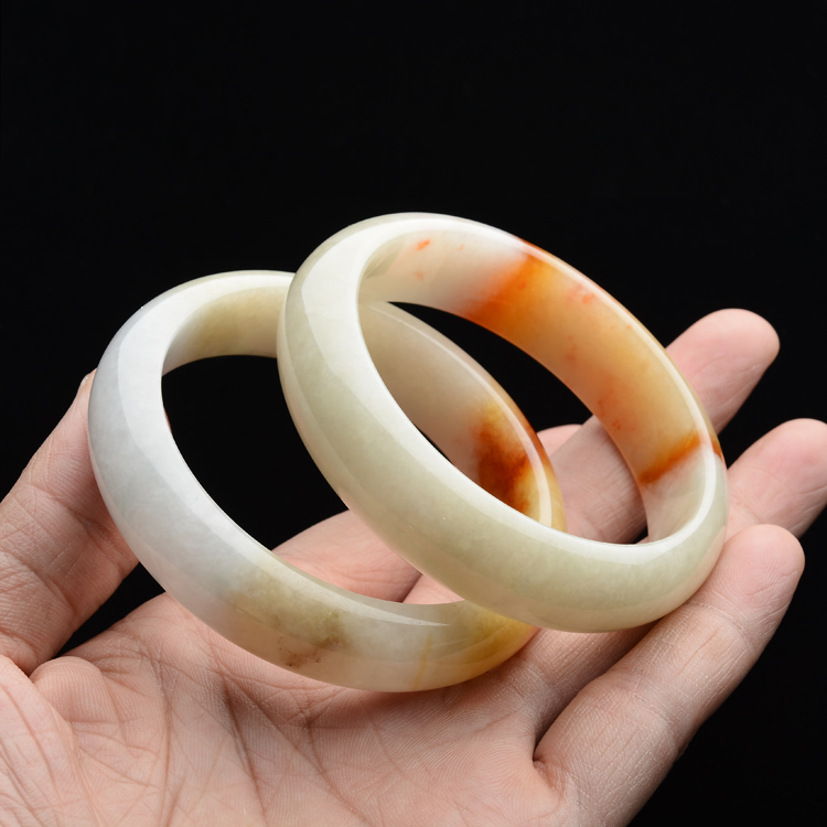 (超值推荐)糯冰种褐黄翡手镯(一对)(56.5mm/56.4mm)