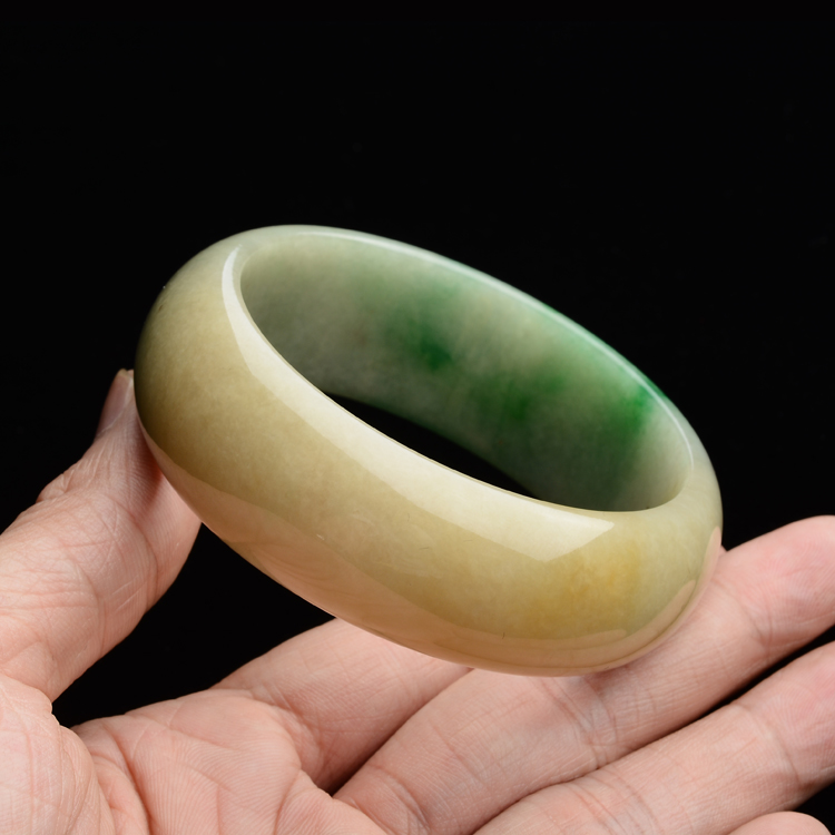 (超值推荐)糯冰种黄加绿手镯(57.7mm)