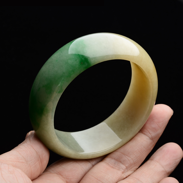 (超值推荐)糯冰种黄加绿手镯(57.7mm)