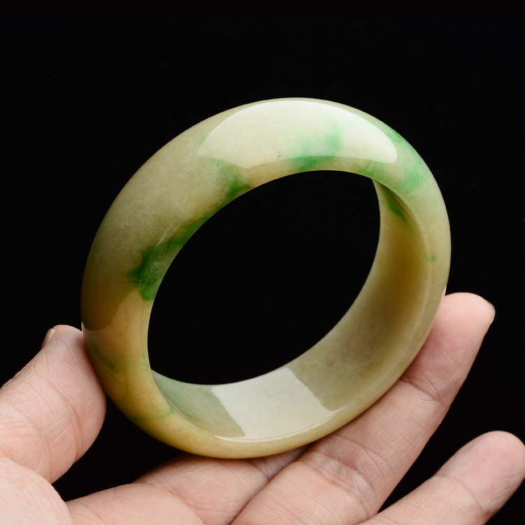 (超值推荐)糯冰种黄加绿手镯(59.2mm)