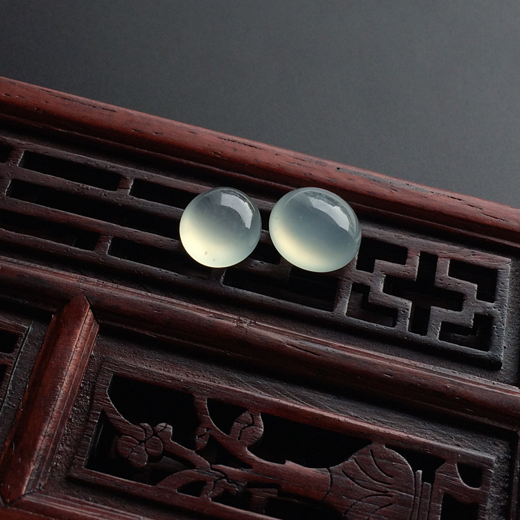 冰种淡晴水戒面(一对)
