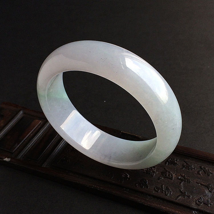 糯冰种淡紫罗兰手镯（57mm）