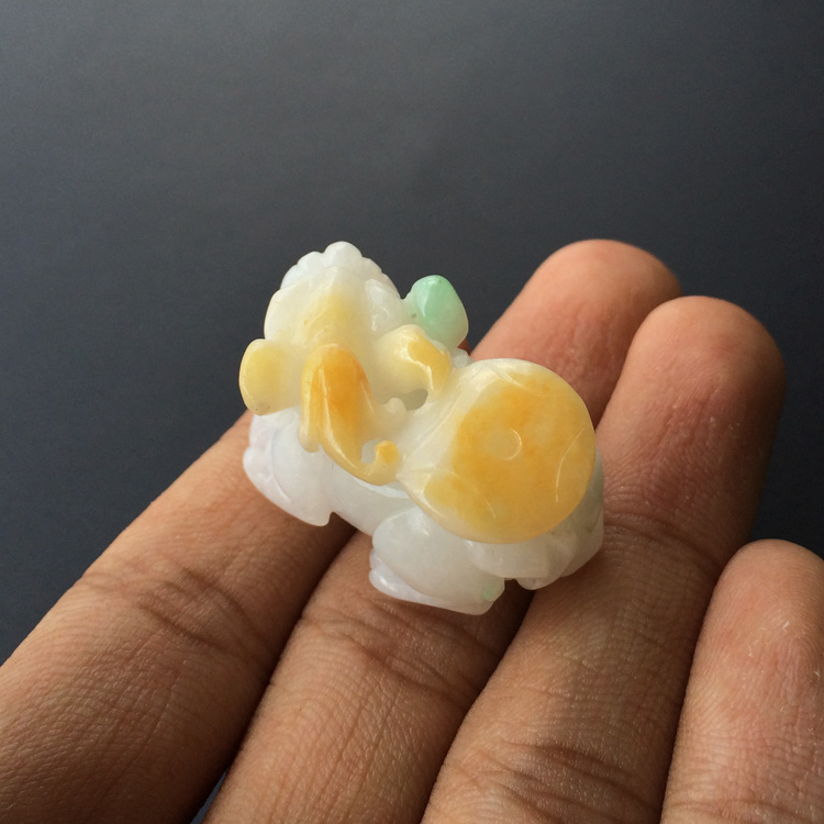 (超值推荐)细糯种黄加绿貔貅挂件