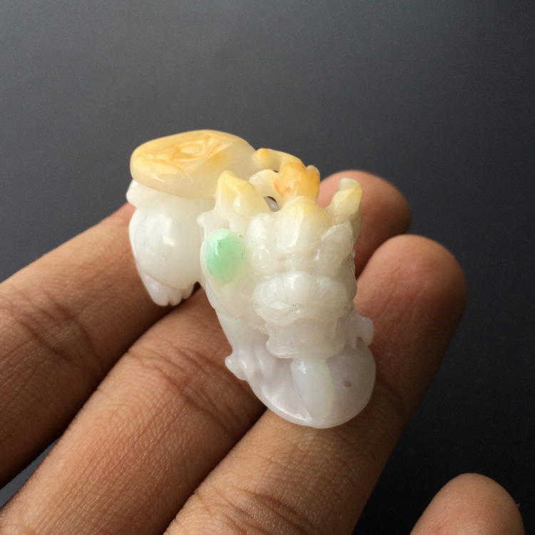 (超值推荐)细糯种黄加绿貔貅挂件