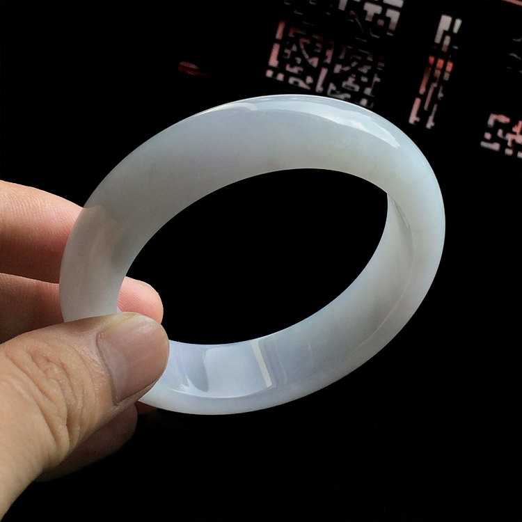 糯冰种淡紫罗兰手镯(56.3mm)