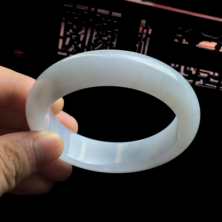 糯冰种淡紫罗兰手镯(56.3mm)