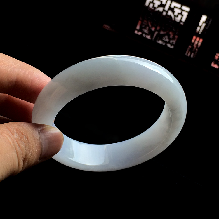 糯冰种淡紫罗兰手镯(56.3mm)