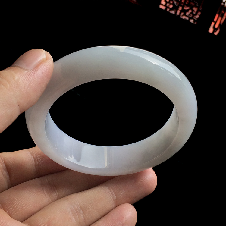 糯冰种淡紫罗兰手镯(56.3mm)