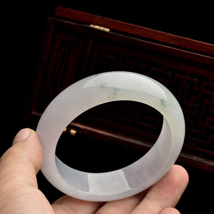 （超值推荐）糯冰种淡紫罗兰飘花手镯（57.8mm）