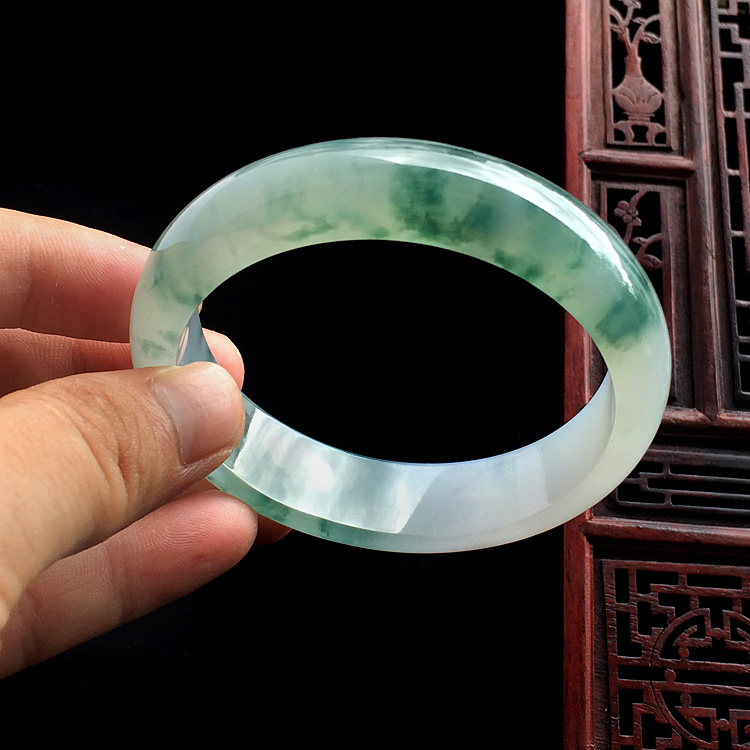 (超值推荐)糯冰种飘花手镯(60mm)