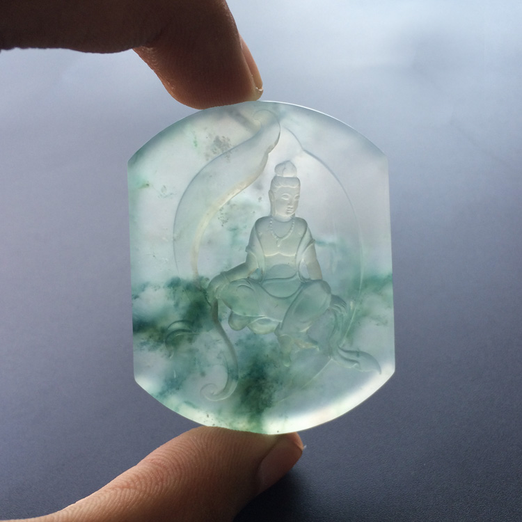 (超值推荐)冰种飘花观音挂件