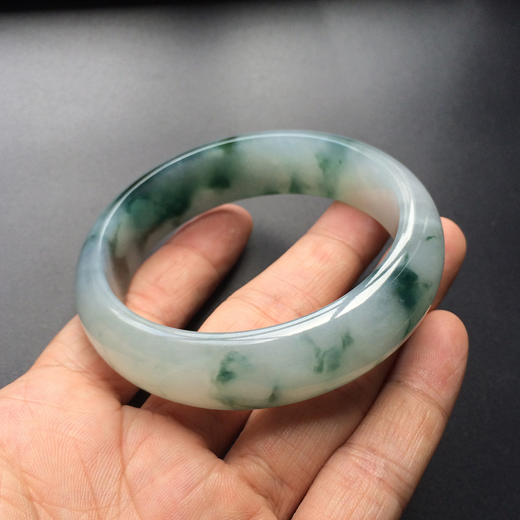 (超值推荐)糯冰种飘花手镯(59.6mm)
