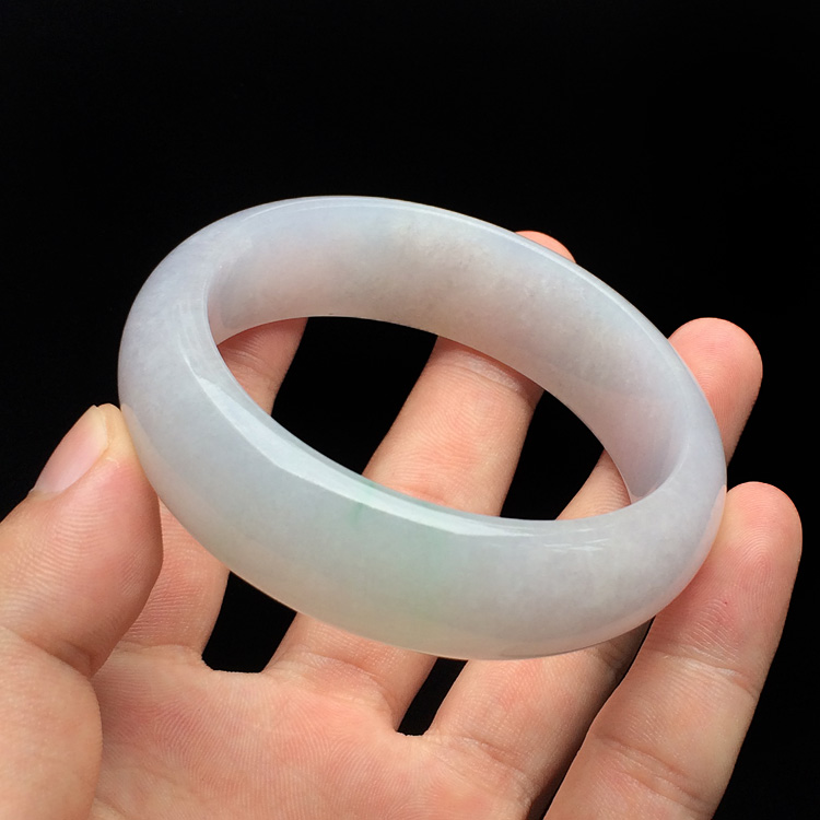 糯冰种淡紫罗兰飘翠手镯(57.4mm)