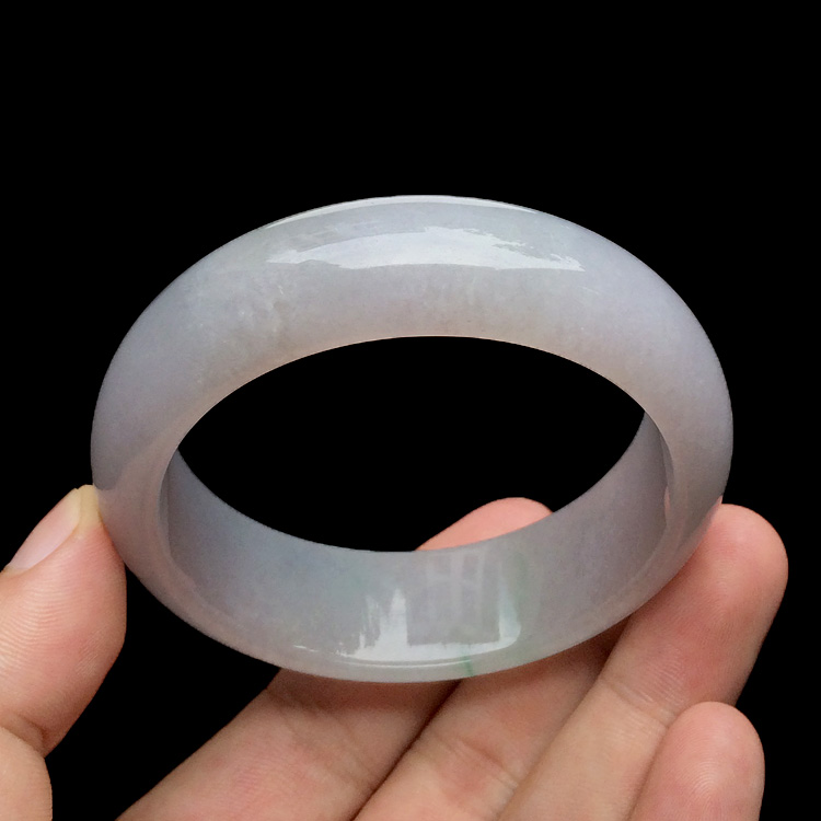 糯冰种淡紫罗兰飘翠手镯(57.4mm)