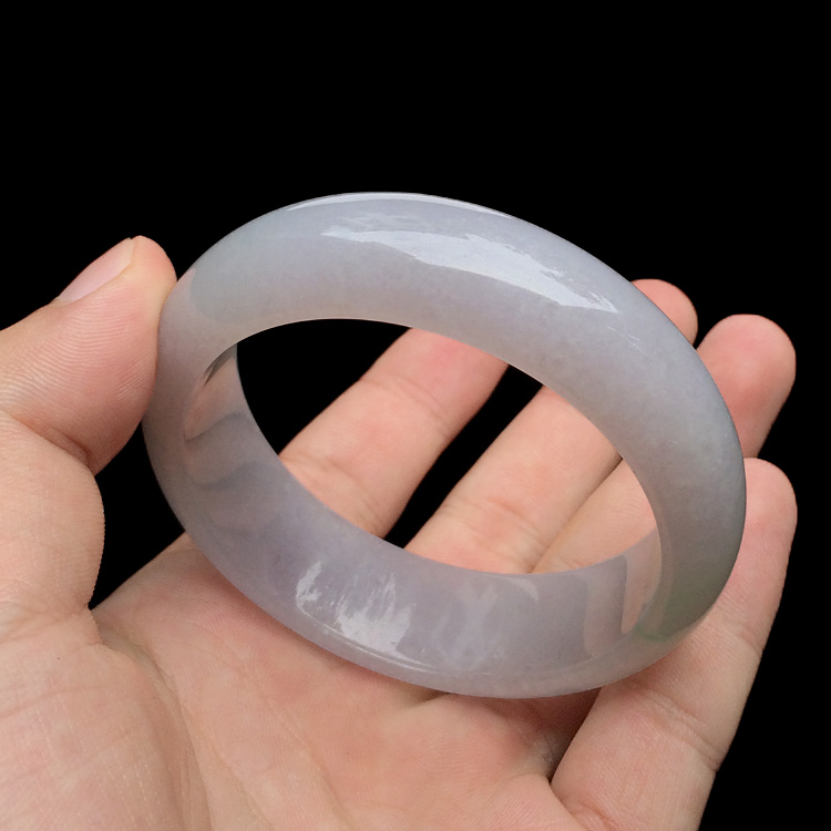 糯冰种淡紫罗兰飘翠手镯(57.4mm)