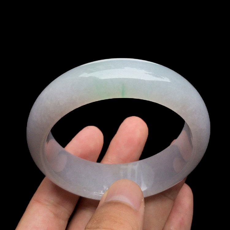 糯冰种淡紫罗兰飘翠手镯(57.4mm)
