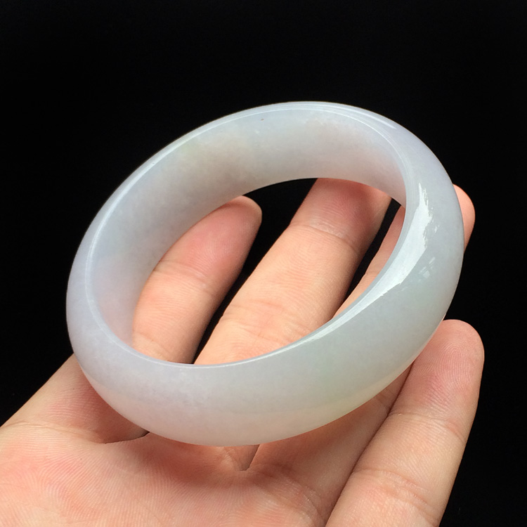 糯冰种淡紫罗兰飘翠手镯(57.4mm)