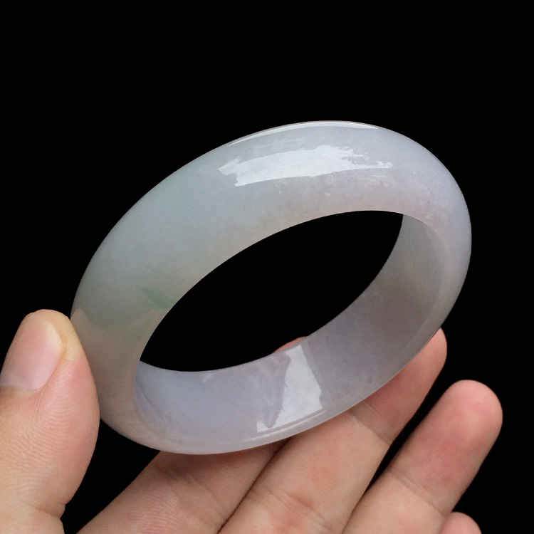 糯冰种淡紫罗兰飘翠手镯(57.4mm)
