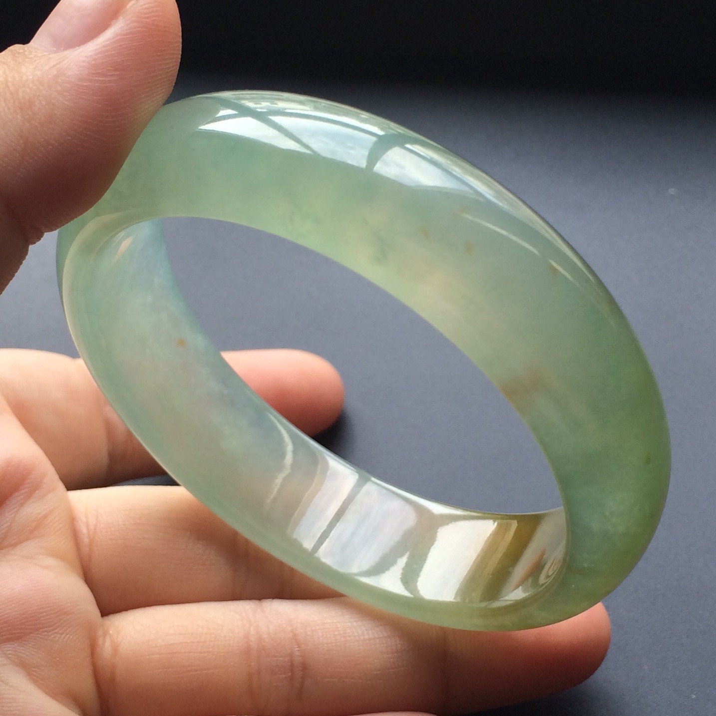 (超值推荐)冰种晴水黄翡手镯(54.5mm)