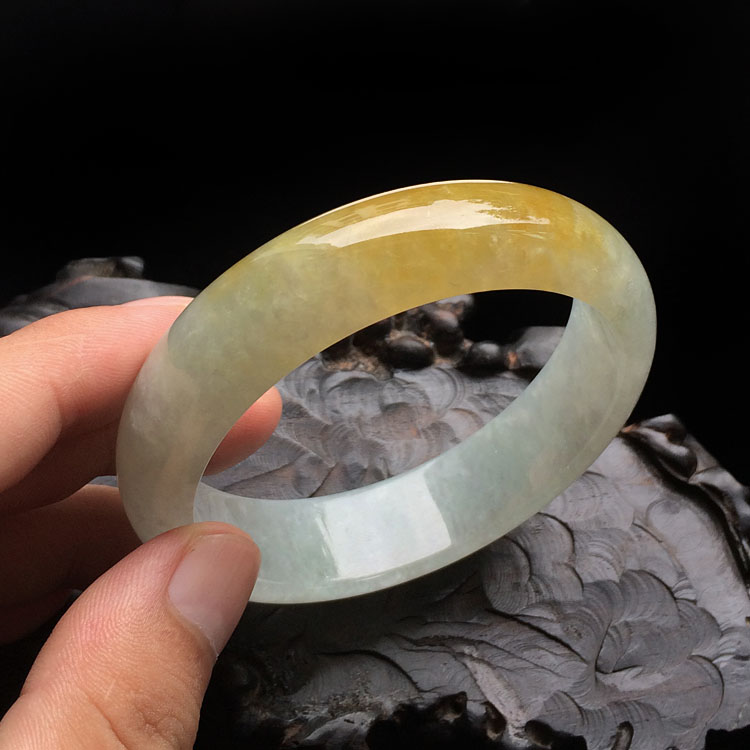 糯冰种黄翡手镯(58mm)