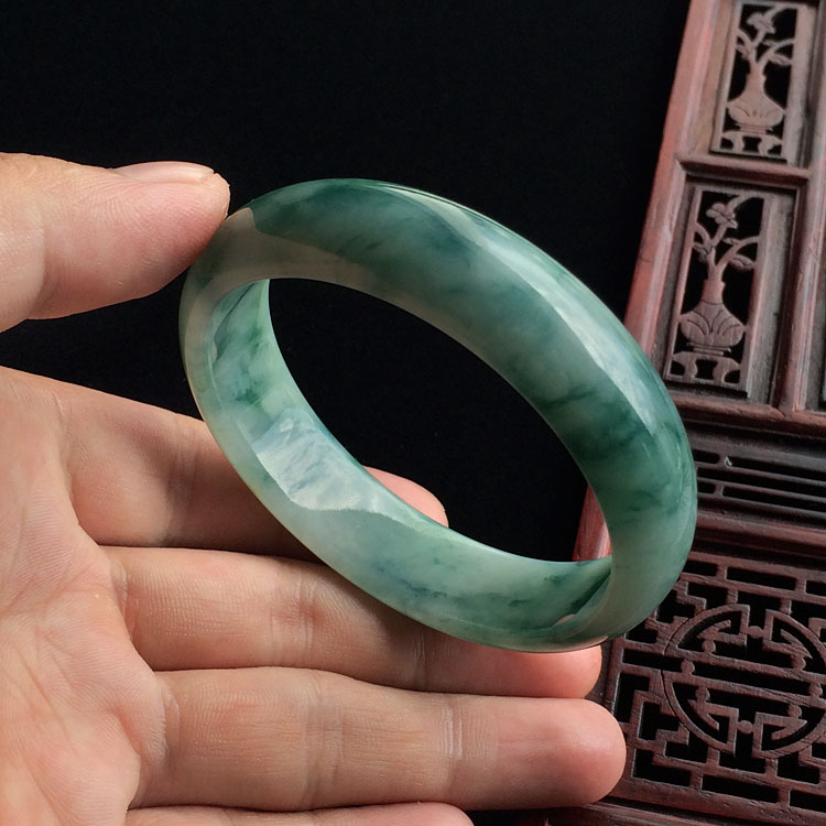 糯冰种飘花手镯(57.3mm)