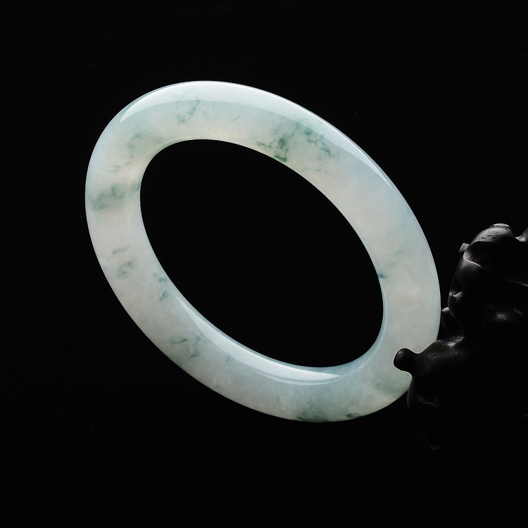 (超值推荐)糯冰种飘花圆条手镯(一对)(57.5mm/57.3mm)