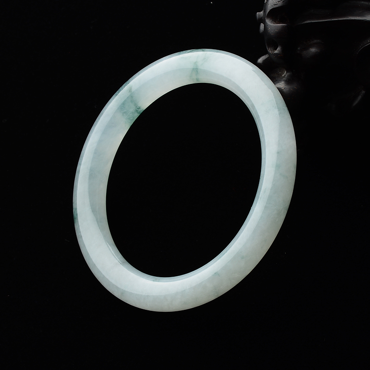 (超值推荐)糯冰种飘花圆条手镯(54.4mm)