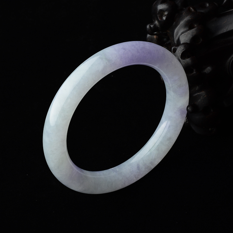 (超值推荐)糯冰种淡晴水带紫罗兰圆条手镯(57.4mm)