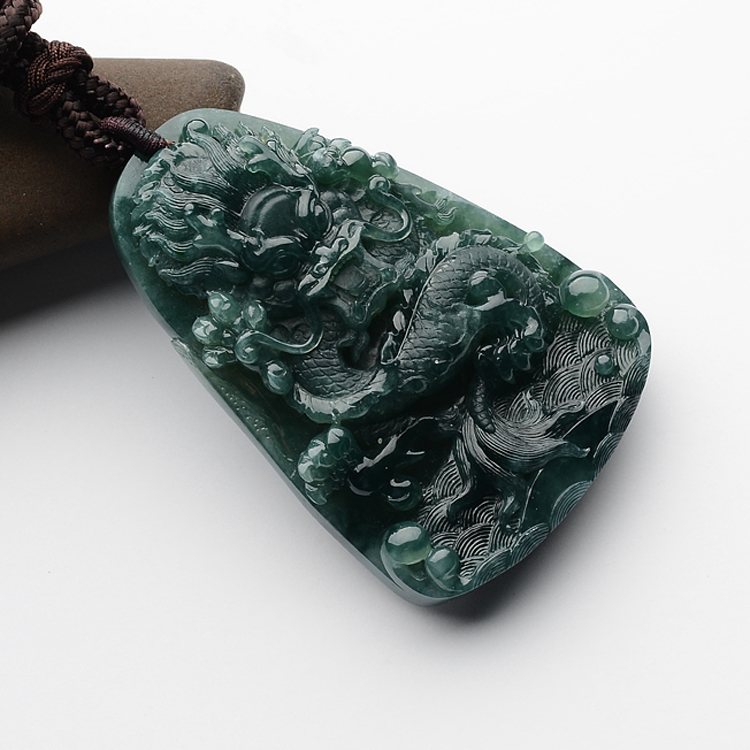 (超值推荐)糯冰种蓝晴水龙牌挂件