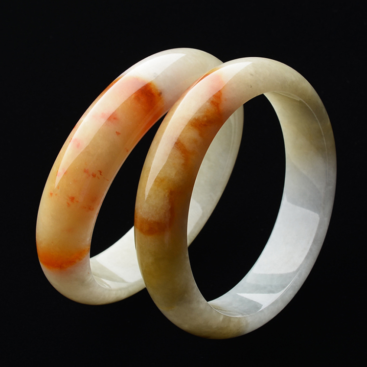 (超值推荐)糯冰种褐黄翡手镯(一对)(56.5mm/56.4mm)